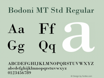 Bodoni MT Std Regular Version 1.000;PS 001.000;hotconv 1.0.38图片样张