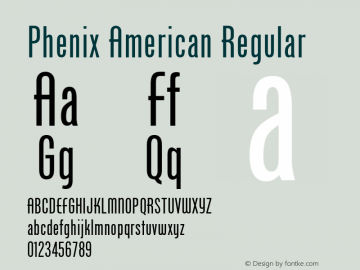 Phenix American Regular Version 1.0 Font Sample