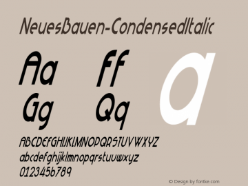 ☞NeuesBauen-CondensedItalic Version 2.000;com.myfonts.hanoded.neues-bauen.condensed-italic.wfkit2.3Aui图片样张