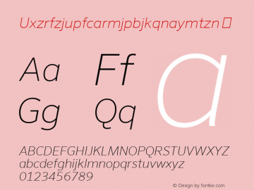 ☞Uxzrfzjupfcarmjpbjkqnaymtzn Version 7.504; 2011; Build 1020;com.myfonts.easy.fontfont.sero.ot-thin-italic.wfkit2.version.4fBj图片样张