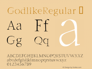 ☞GodlikeRegular Macromedia Fontographer 4.1.5 5/31/02;com.myfonts.t26.godlike.regular.wfkit2.DD3图片样张