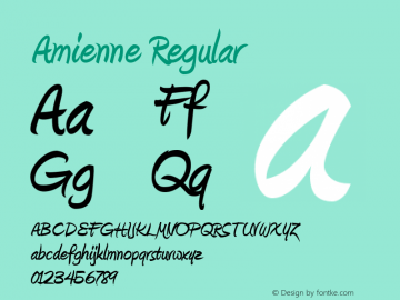 Amienne Regular Version 2.101 Font Sample