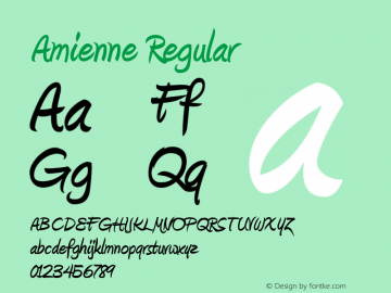 Amienne Regular OTF 2.101;PS 001.001;Core 1.0.29 Font Sample