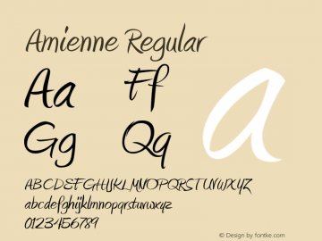 Amienne Regular Version 2.101 Font Sample