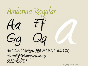 Amienne Regular Version 2.101 Font Sample