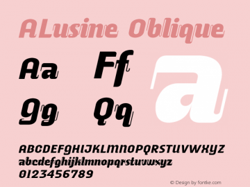 ALusine Oblique 001 Font Sample