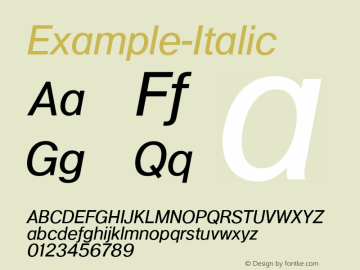 ☞Example Italic Example (version 1.0)  by Keith Bates   •   © 2016   www.k-type.com; ttfautohint (v1.5);com.myfonts.easy.k-type.example.italic.wfkit2.version.4HJ7图片样张