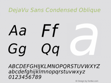 DejaVu Sans Condensed Oblique Version 1.10 Font Sample