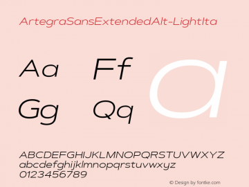 ☞Artegra Sans Extended Alt Light Italic Version 1.001;com.myfonts.easy.artegra.artegra-sans.alt-extend-light-italic.wfkit2.version.4PEt图片样张