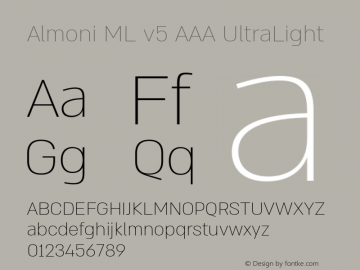 Almoni ML v5 AAA UltraLight Version 5.000;hotconv 1.0.109;makeotfexe 2.5.65596图片样张