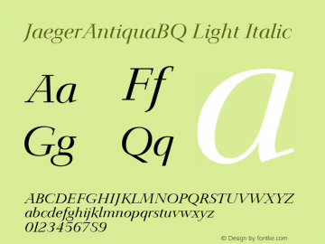 JaegerAntiquaBQ Light Italic 001.000图片样张