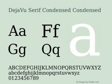 DejaVu Serif Condensed Condensed Version 2.8 Font Sample