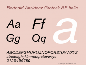 Berthold Akzidenz Grotesk BE Italic 001.000图片样张