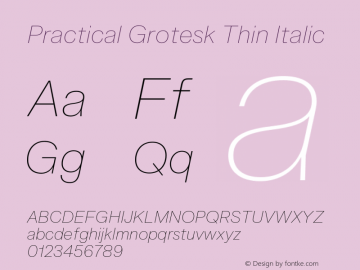 Practical Grotesk Thin Italic Version 2.000;FEAKit 1.0图片样张