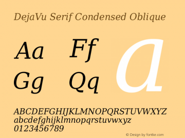 DejaVu Serif Condensed Oblique Version 2.17 Font Sample
