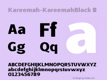 ☞Kareemah Kareemah Black Version 1.002;PS 001.002;hotconv 1.0.88;makeotf.lib2.5.64775;com.myfonts.easy.sea-types.kareemah.black.wfkit2.version.4Mce图片样张