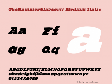 TheHammerSlabserif Medium Italic 1.0 2005-02-15 Font Sample