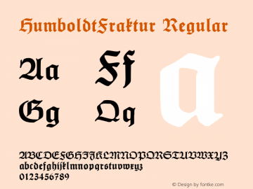 HumboldtFraktur Regular Version 1.000 2005 initial release Font Sample