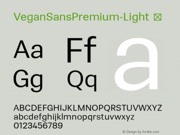 ☞Vegan Sans Premium Light Regular Version 1.000;PS 001.000;hotconv 1.0.88;makeotf.lib2.5.64775;com.myfonts.easy.superior-type.vegan.light.wfkit2.version.4FGC图片样张