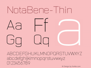 ☞NotaBene-Thin Version 001.000; ttfautohint (v1.5);com.myfonts.easy.wiescherdesign.nota-bene.thin.wfkit2.version.4pxX图片样张