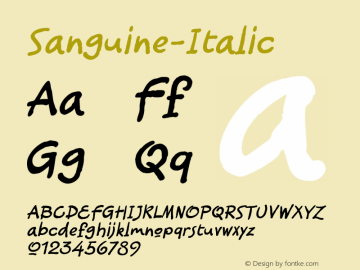 ☞Sanguine Italic Version 001.000;com.myfonts.typeassociates.sanguine.italic.wfkit2.2hBg图片样张