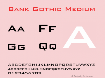 Bank Gothic Medium Version 2.0-1.0图片样张