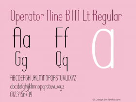 Operator Nine BTN Lt Regular Version 1.00图片样张