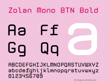 Zolan Mono BTN Bold Version 1.00 Font Sample