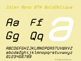 Zolan Mono BTN BoldOblique Version 1.00图片样张