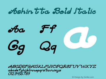 Ashintta Bold Italic Version 1.00;September 28, 2021;FontCreator 13.0.0.2683 32-bit图片样张