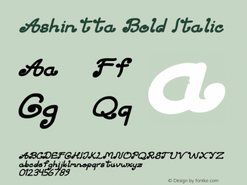 Ashintta Bold Italic Version 1.00;September 28, 2021;FontCreator 13.0.0.2683 32-bit图片样张