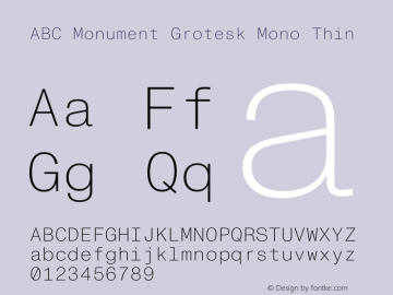 ABC Monument Grotesk Mono Thin Version 2.001 | web-otf图片样张