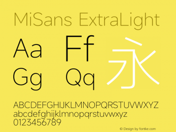 MiSans ExtraLight Version 2.000图片样张