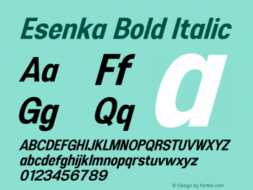 Esenka-BoldItalic Version 1.001;Fontself Maker 3.5.4图片样张
