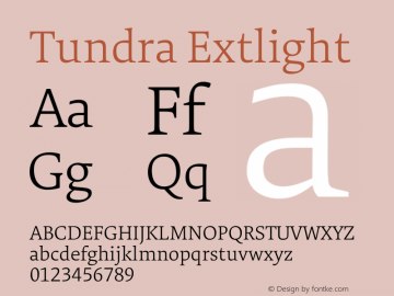 Tundra Extlight Version 7.504;February 17, 2019;FontCreator 11.5.0.2422 32-bit图片样张