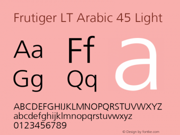 Frutiger LT Arabic 45 Light Version 1.00; 2007图片样张