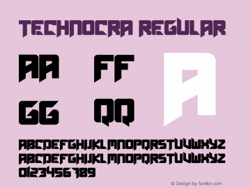 Technocra Version 1.00;September 28, 2021;FontCreator 12.0.0.2565 64-bit图片样张