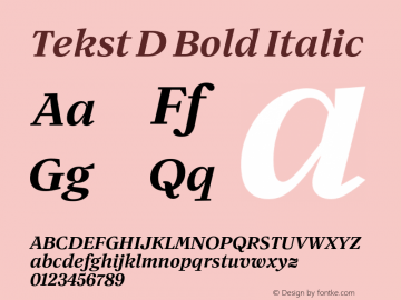 Tekst D Bold Italic Version 1.000;hotconv 1.0.109;makeotfexe 2.5.65596图片样张