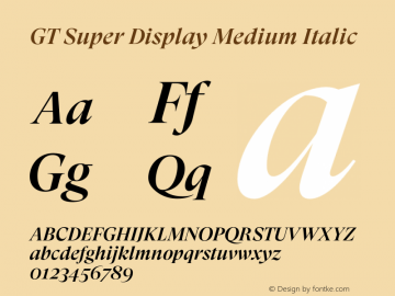 GT Super Display Medium Italic Version 2.000;hotconv 1.0.109;makeotfexe 2.5.65596图片样张