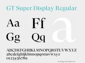 GT Super Display Regular Version 2.000;hotconv 1.0.109;makeotfexe 2.5.65596图片样张