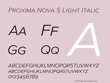 Proxima Nova S Light It Version 3.005;PS 003.005;hotconv 1.0.88;makeotf.lib2.5.64775图片样张