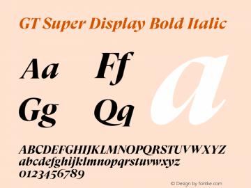 GT Super Display Bold Italic Version 2.000图片样张