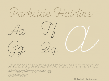 Parkside Hairline Version 1.007; ttfautohint (v1.8)图片样张