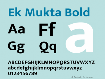 Ek Mukta Bold Version 2.538;PS 1.002;hotconv 16.6.51;makeotf.lib2.5.65220; ttfautohint (v1.6)图片样张