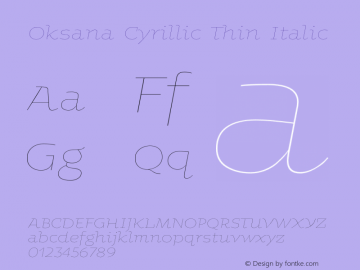 Oksana Cyrillic Thin Italic Version 2.001图片样张