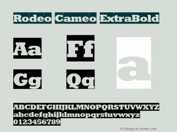 Rodeo Cameo ExtraBold Version 1.0; 51456; initial release图片样张
