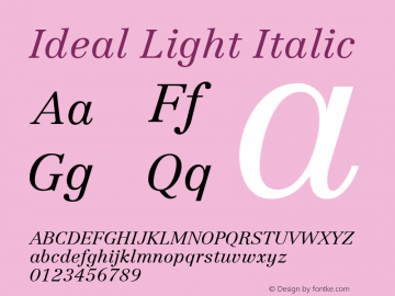 Ideal-LightItalic Version 001.000图片样张