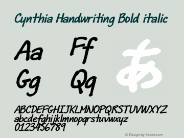Cynthia Handwriting Bold Oblique Version 1.502图片样张