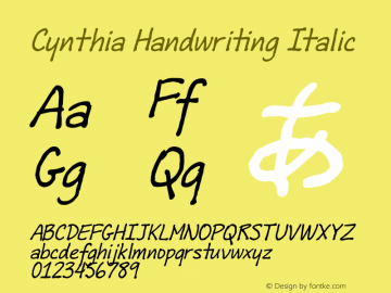 Cynthia Handwriting Oblique Version 1.502图片样张