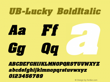 UB-Lucky-BoldItalic 1.0 Sun Jan 10 19:29:57 1993图片样张